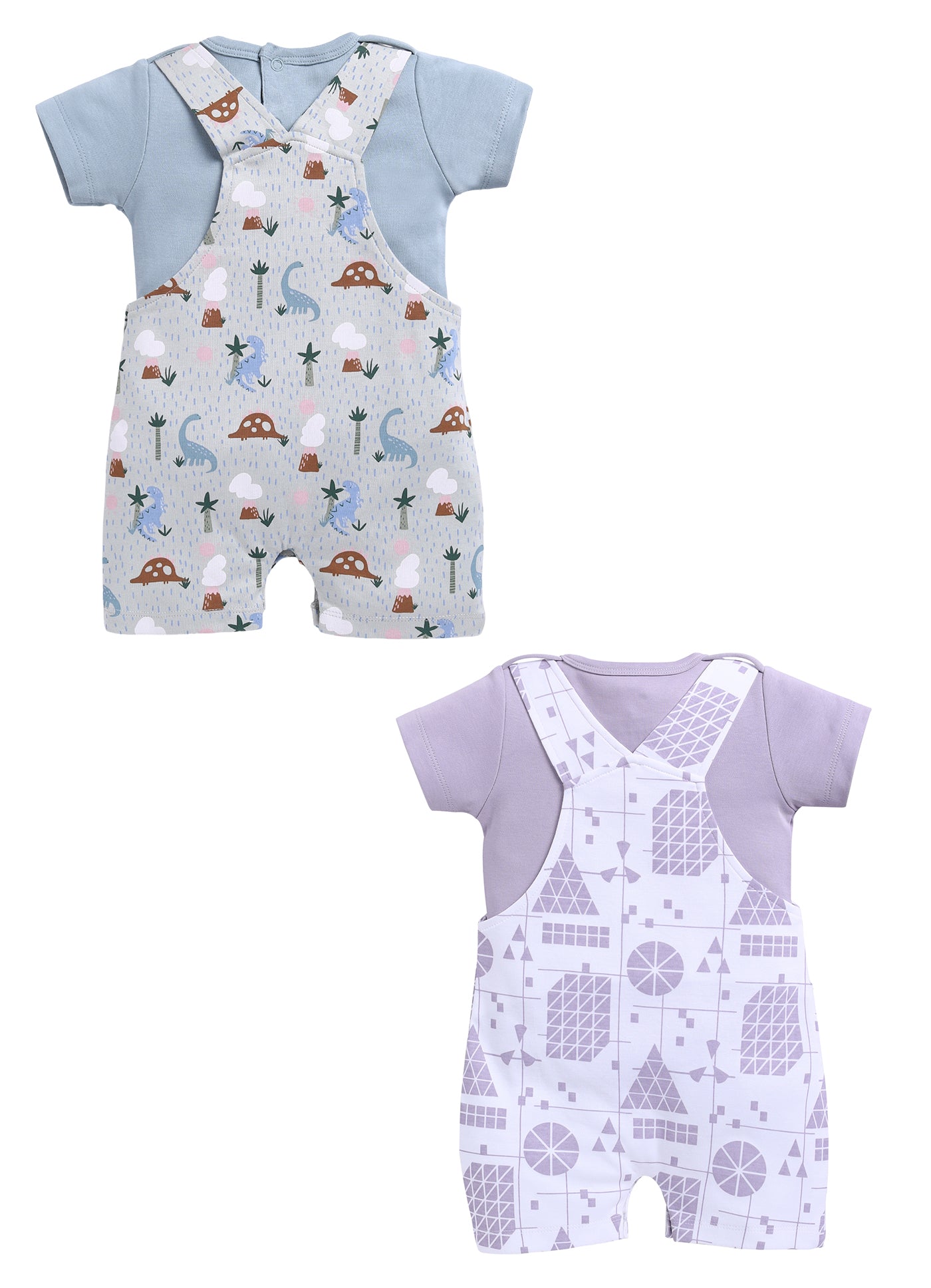 Half Sleeve Dungaree for Boys - Pista Green & Off-White