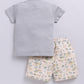 Baby Boy Happy Crocodile Printed Half T Shirt & Short Playdate Outfit-Beige