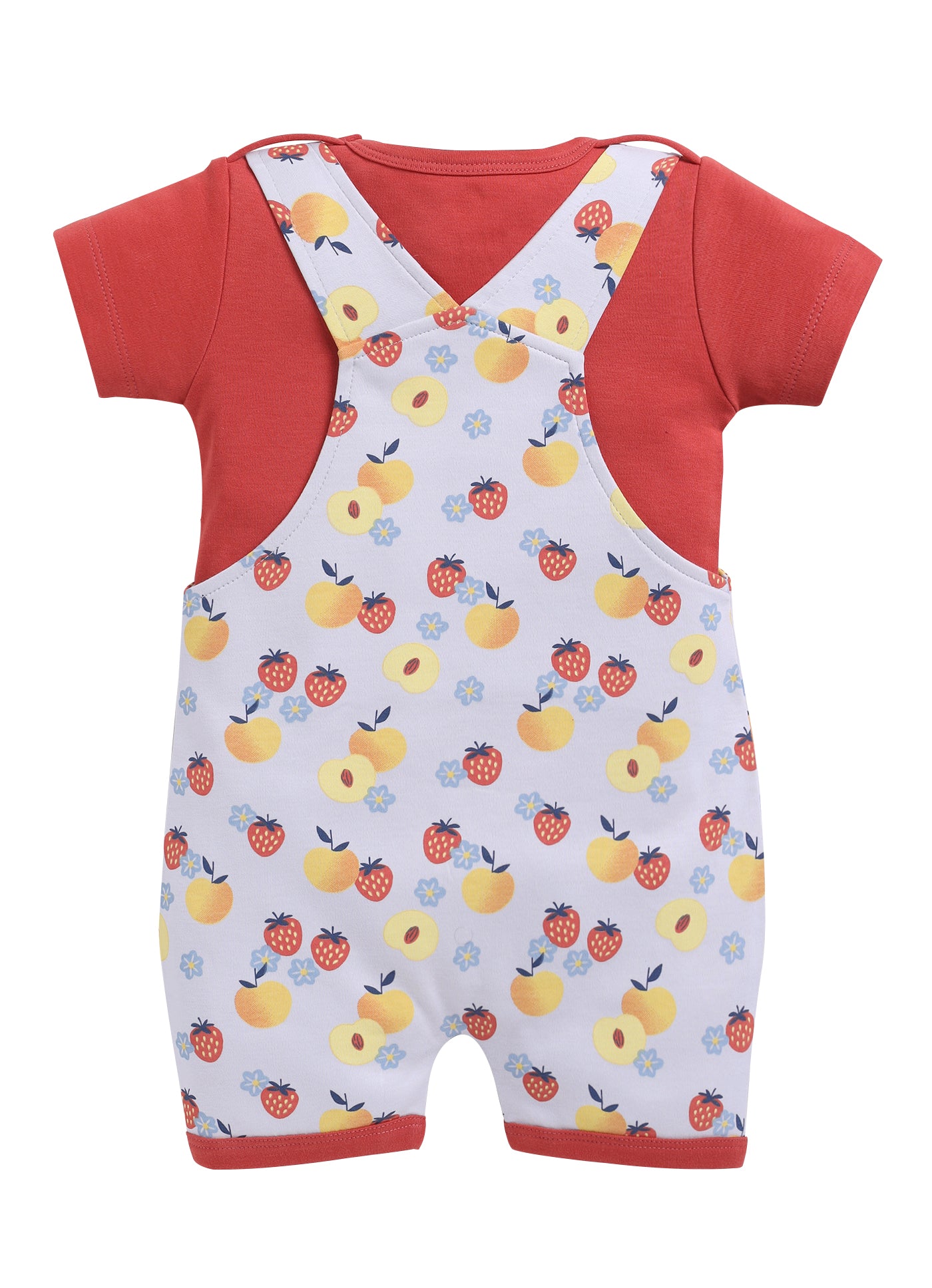 Half Sleeve Dungaree for Girls - Peach
