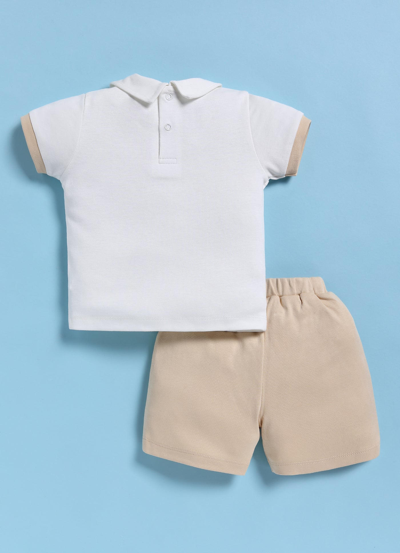 Half-Sleeve Top & Bottom For Boys - Cream Elephants