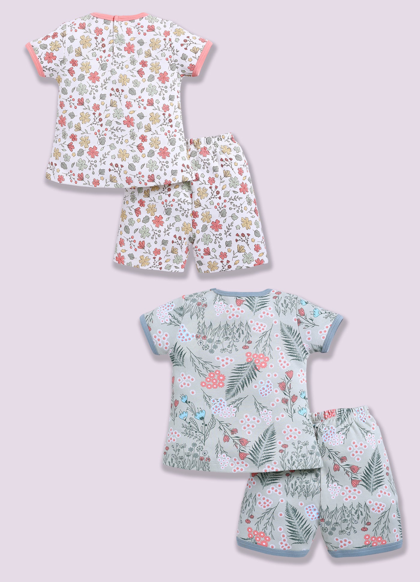 Half-Sleeve Top & Bottom For Girls - Teal & Sage