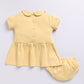 Baby Girl Peter Pan Collar Dress with Flowers & Bees-BEIGE