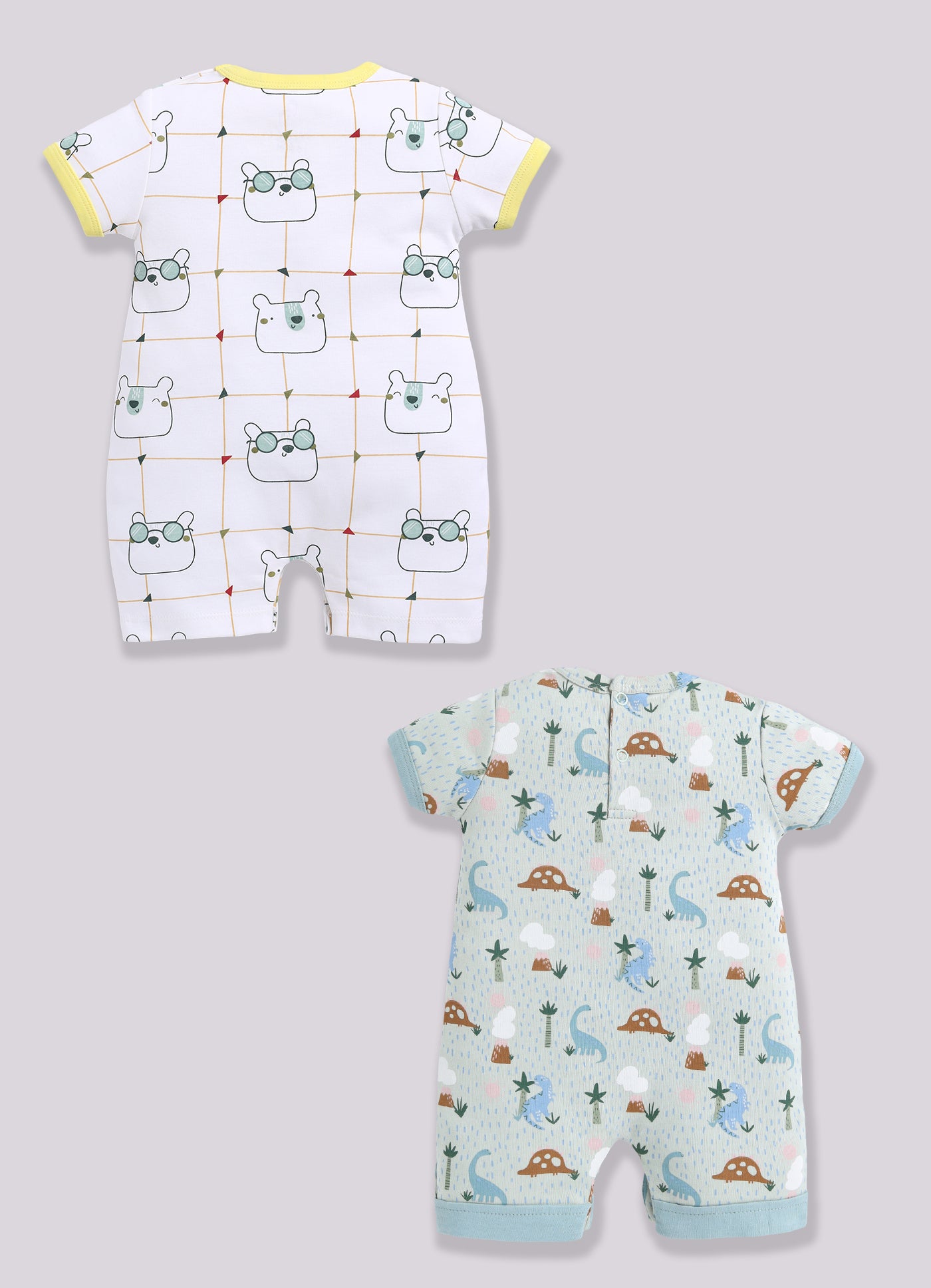 Half Sleeve Romper for Boys - Pista Green & Green