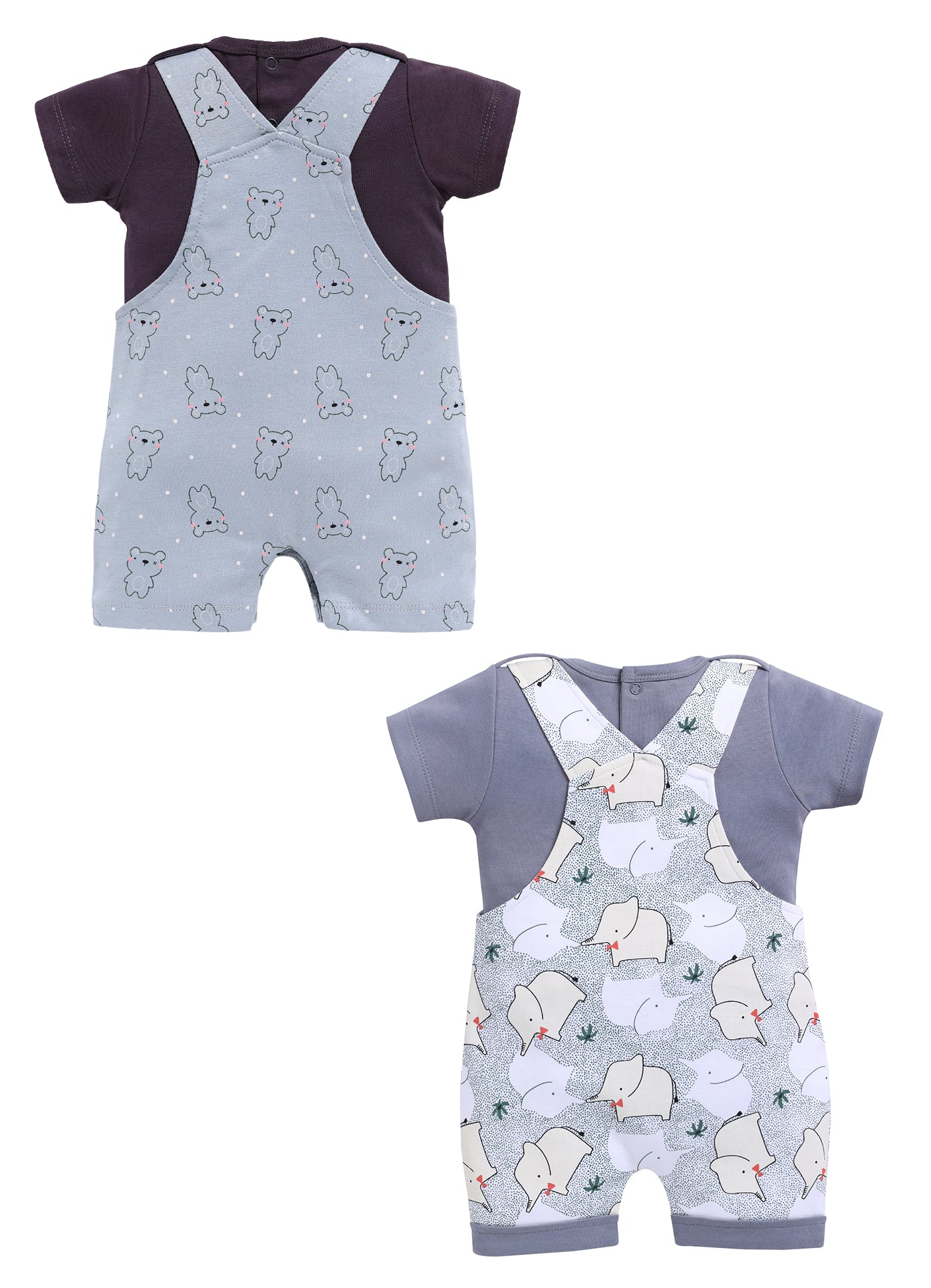Half Sleeve Dungaree for Boys - Slate Grey & Light Green