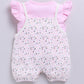 Baby Girl Light Green Floral Romper with Bows-PINK