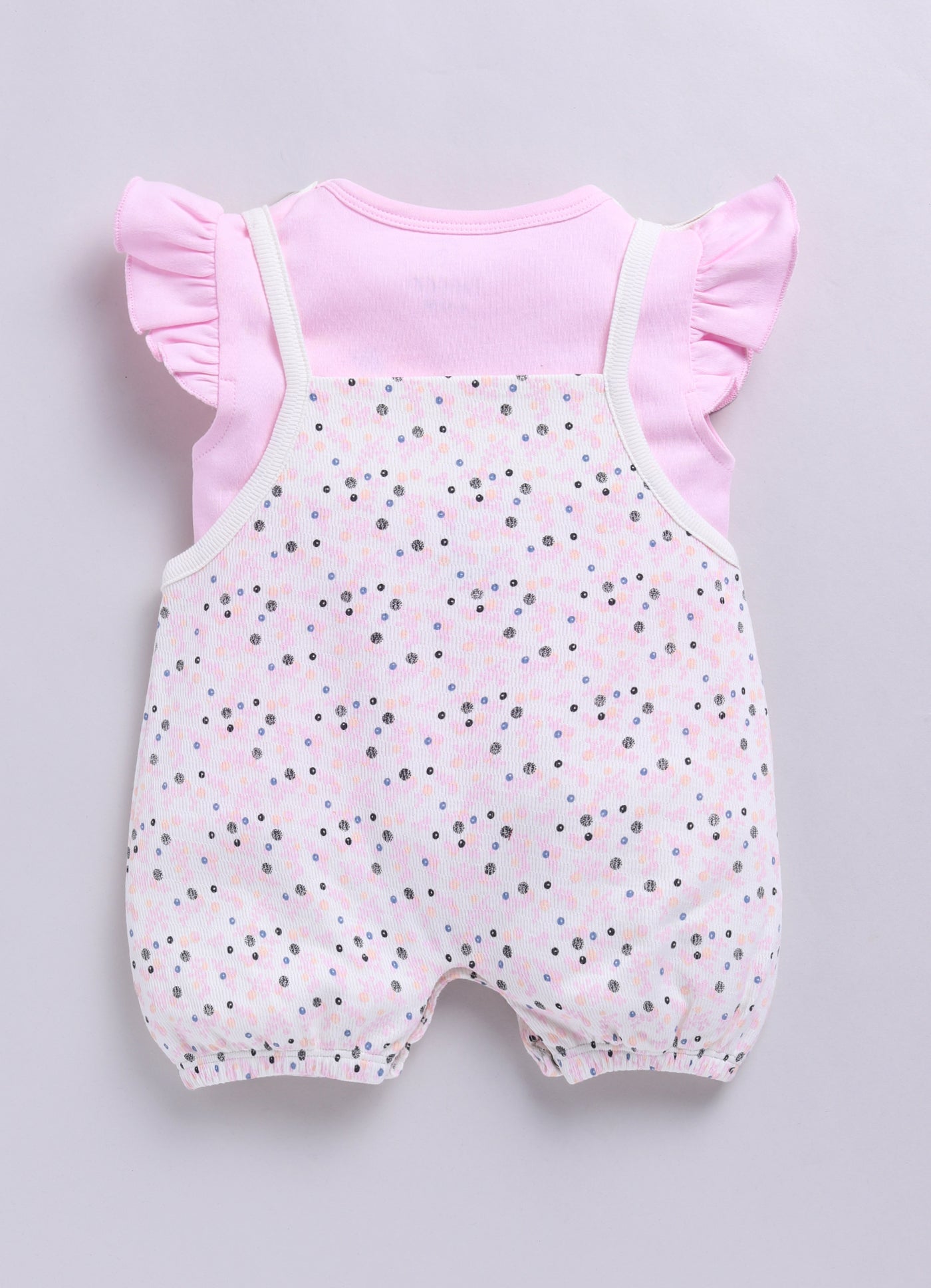 Baby Girl Light Green Floral Romper with Bows-PINK