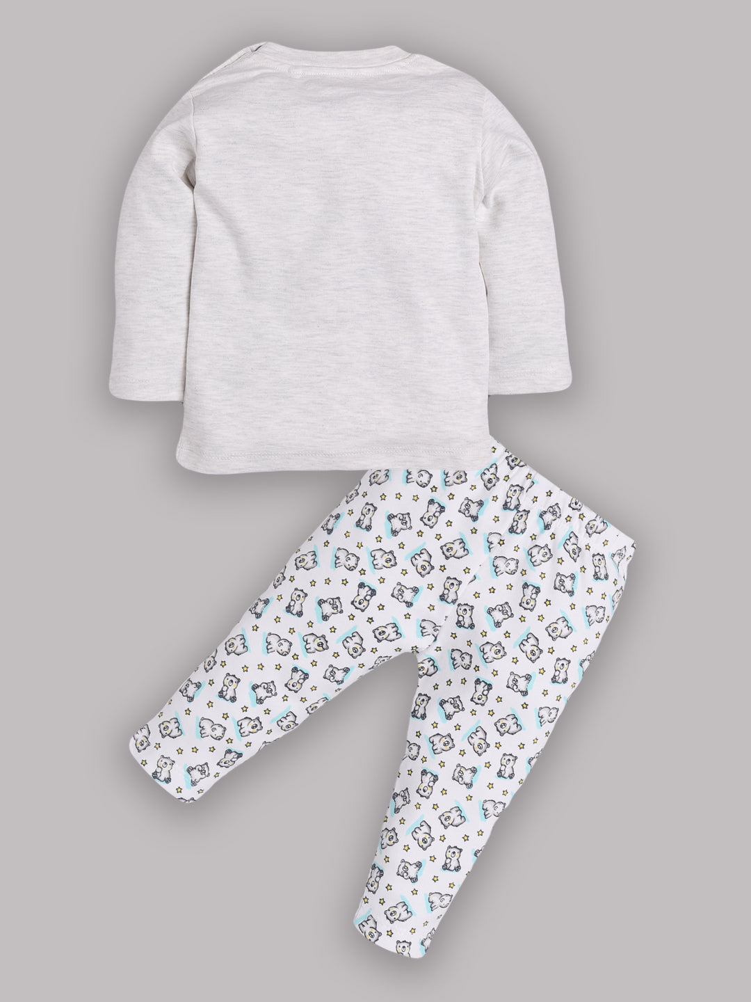 Baby full sleeve Cotton Dress/T-shirts pant set clothes for baby GIRL-WHITE MELLANGE
