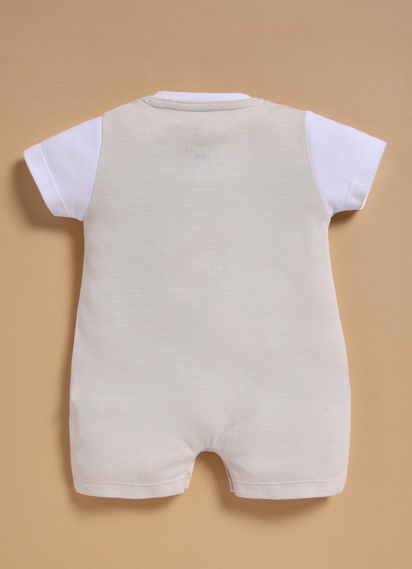 Half-Sleeve Romper for Boys – Classic Cream Pocket Style