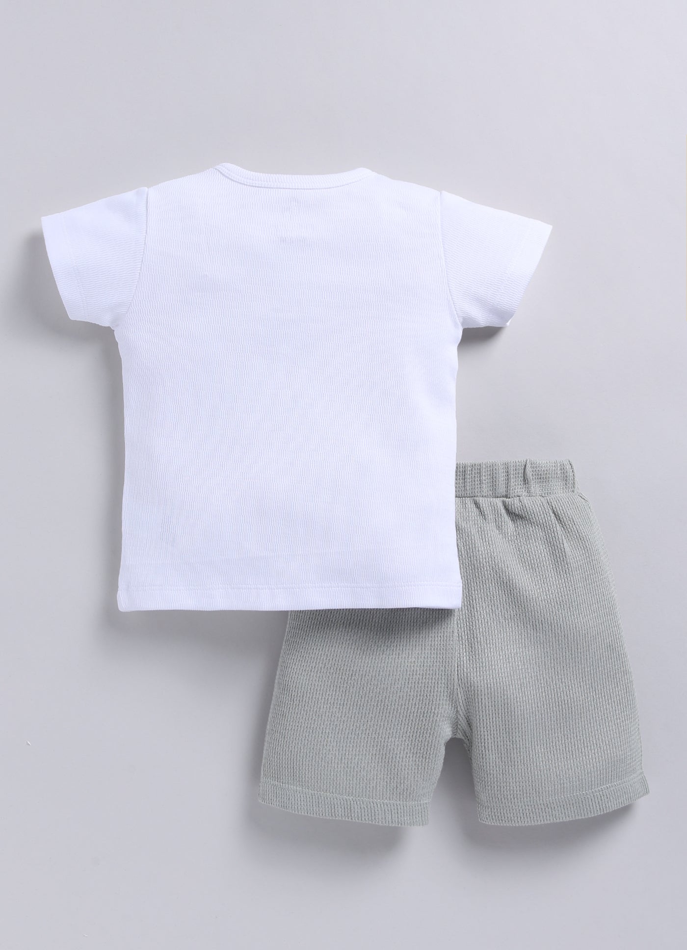 Designer Striped Style Baby Boy Half T Shirt & Short Set-Off White