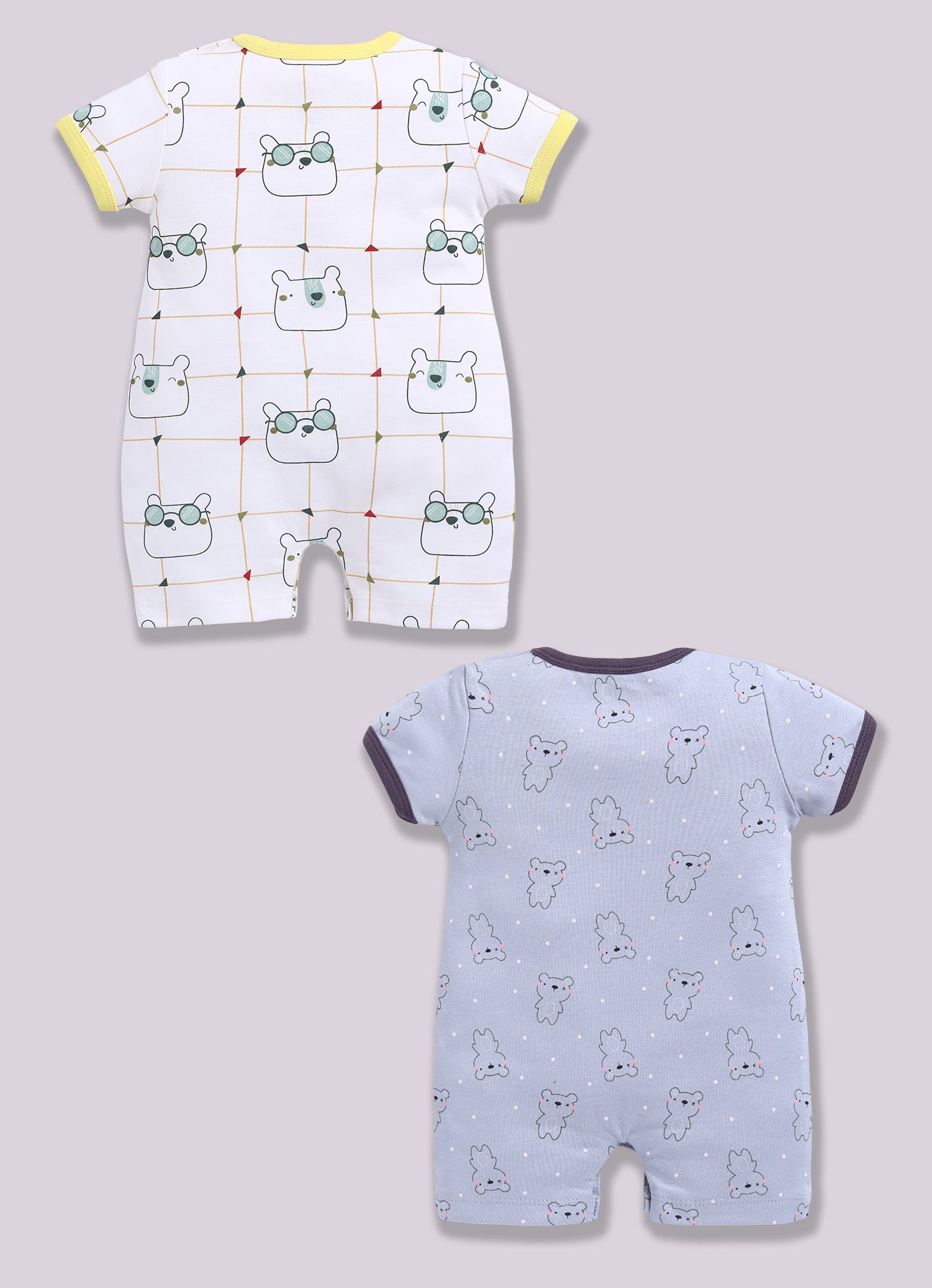 Half Sleeve Romper for Boys - Slate Grey & Green