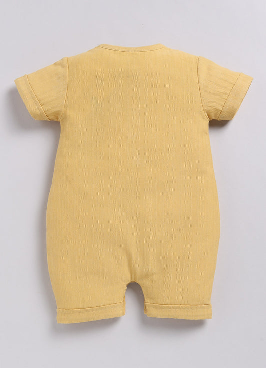 Baby Boy Short Sleeve Romper with Hello Giraffe Design-Yellow