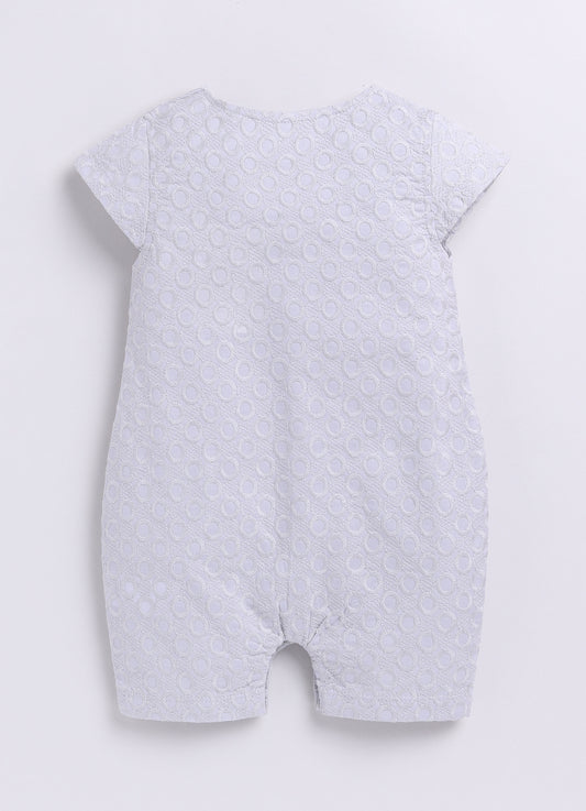 Cute Baby Girl Romper With Flower-GREY