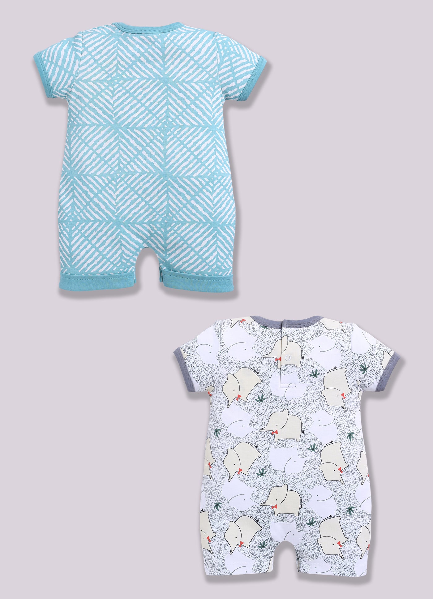 Half Sleeve Romper for Boys - Light Green & Sea Green