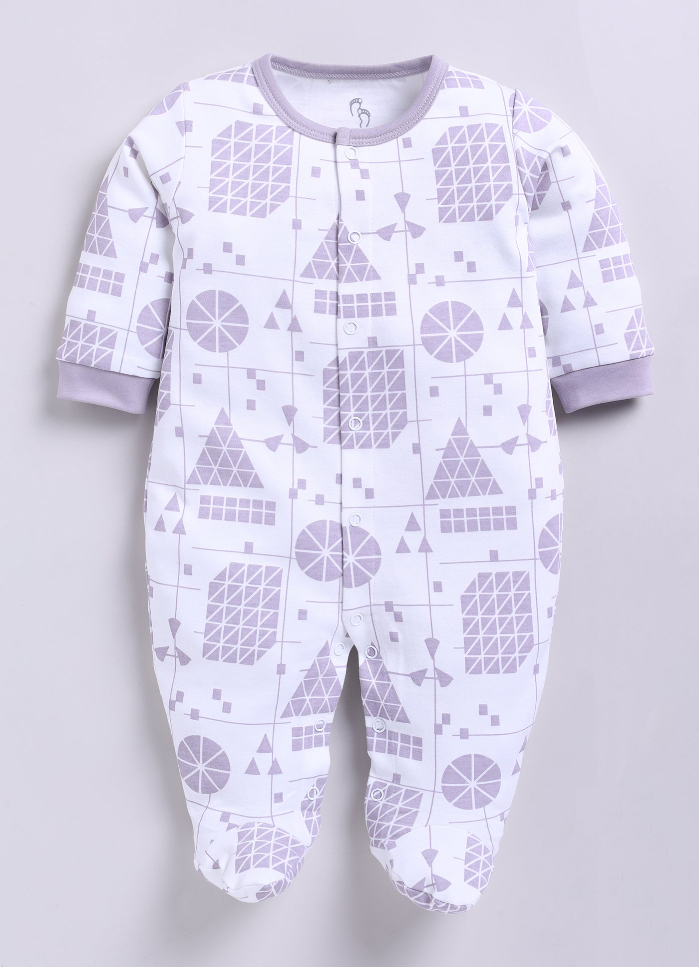 Full Sleeve Romper for Boys - Off-White & Navy