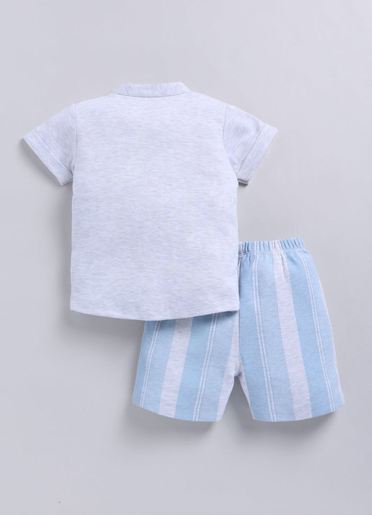 Baby Boy Designer Half T Shirt & Short Set-Dolphine Blue