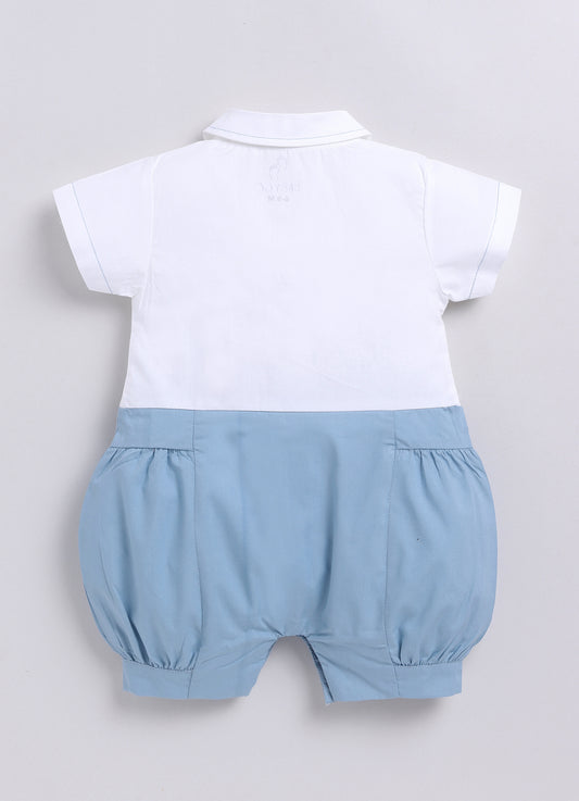 Baby Girl Cute Formal Half Sleeves Romper-BLUE