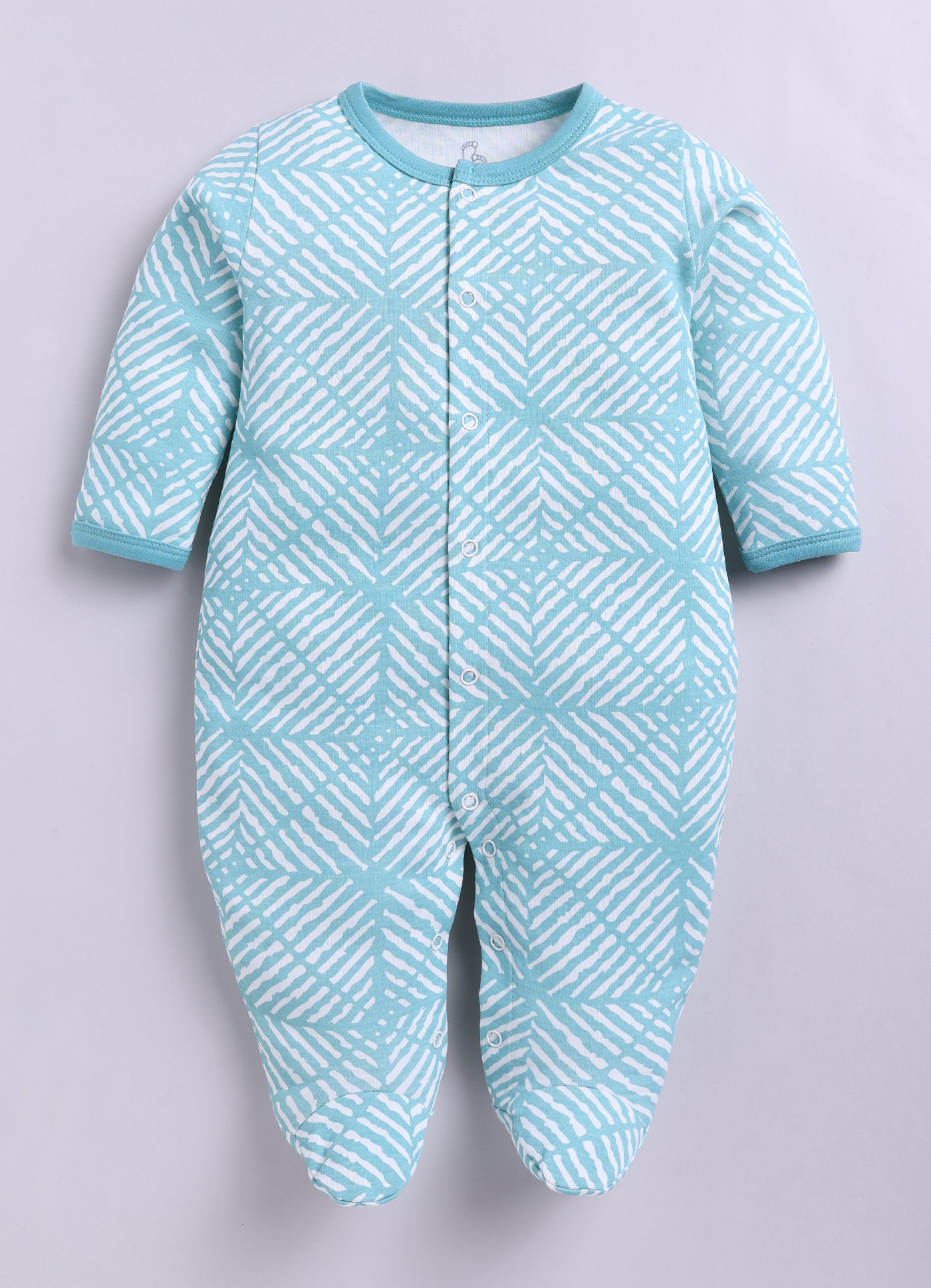 Full Sleeve Romper for Boys - Sea Green & Green