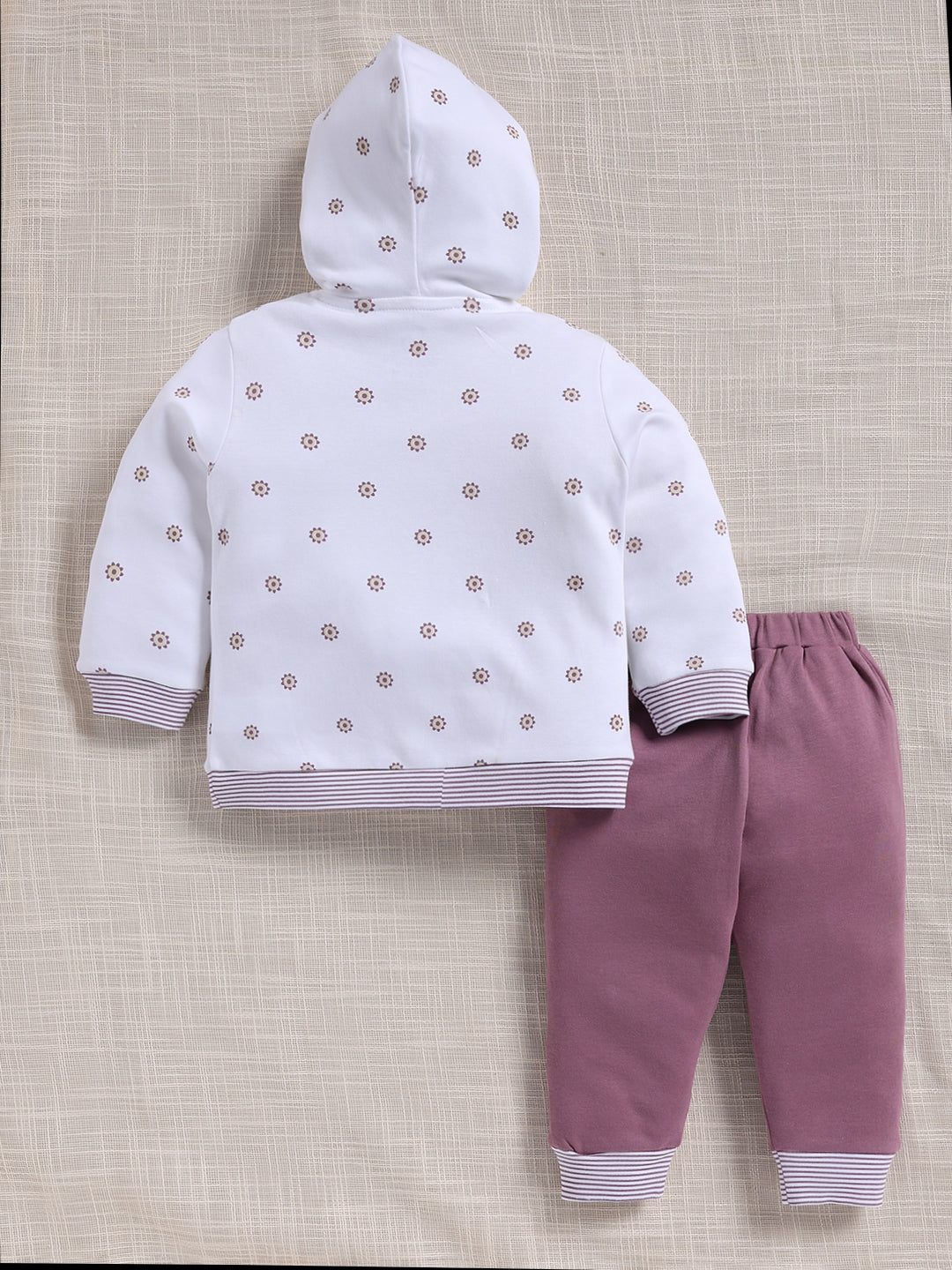 Top & Bottom for Girls - Purple Floral Print Hoodie & Trousers Set