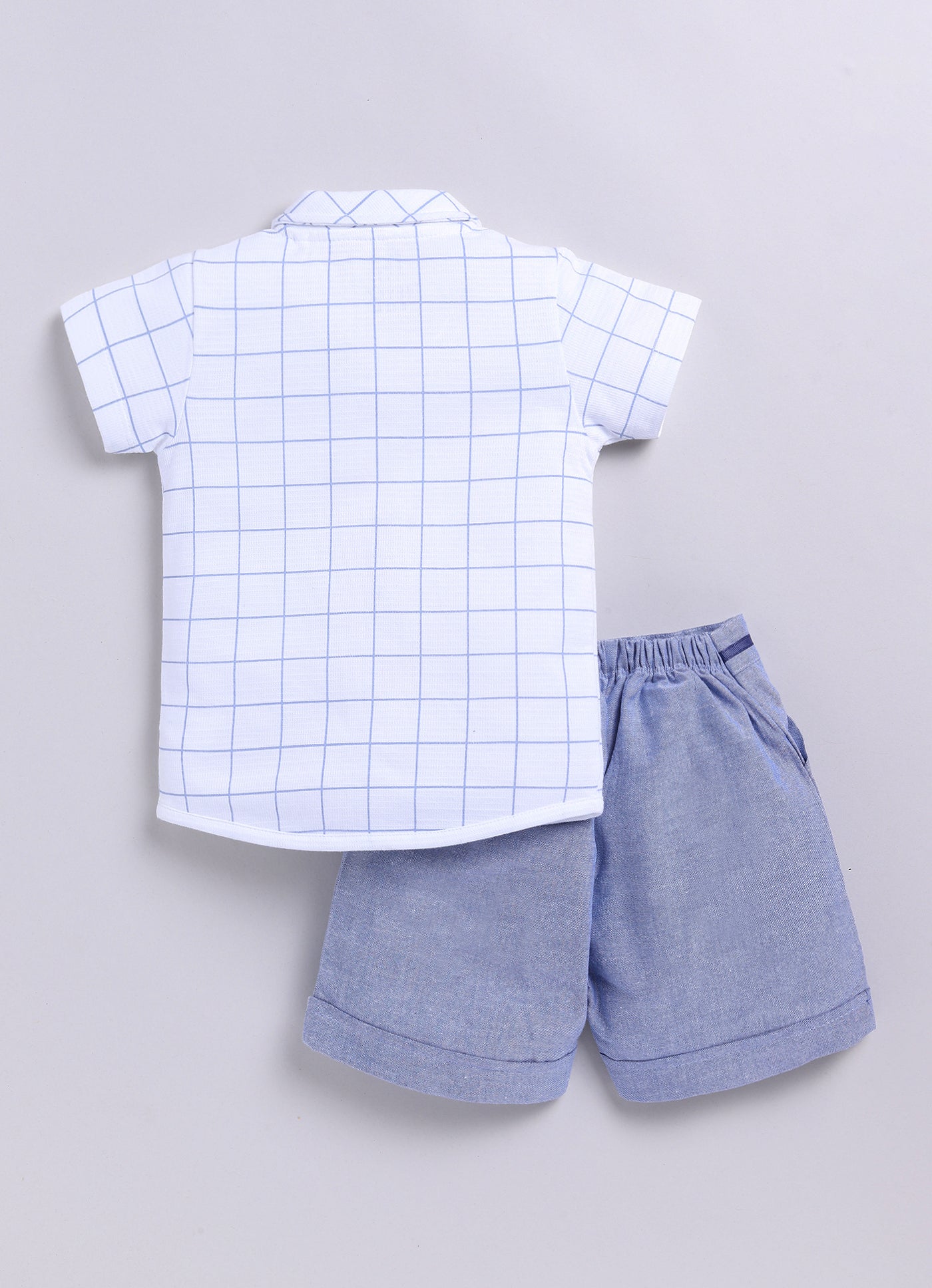 Baby Boy Checked T Shirt & Short-BLUE