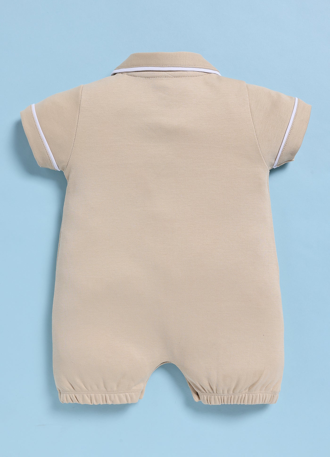 Half-Sleeve Romper for Boys – Light Brown Little Dude