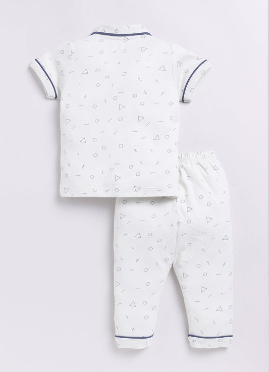 Baby Boy Printed Half Sleeves Night Suit-SKY BLUE
