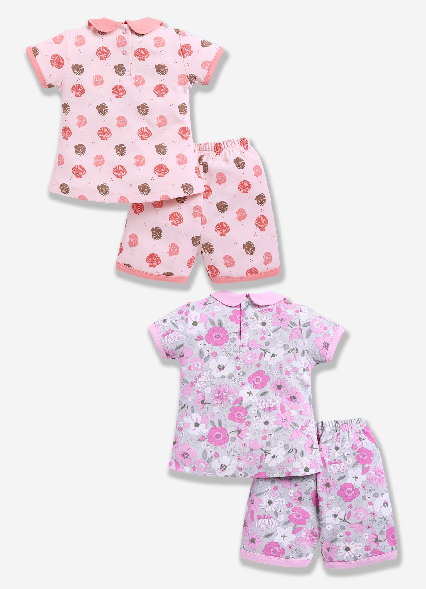 Half-Sleeve Top & Bottom For Girls - Pink & Coral
