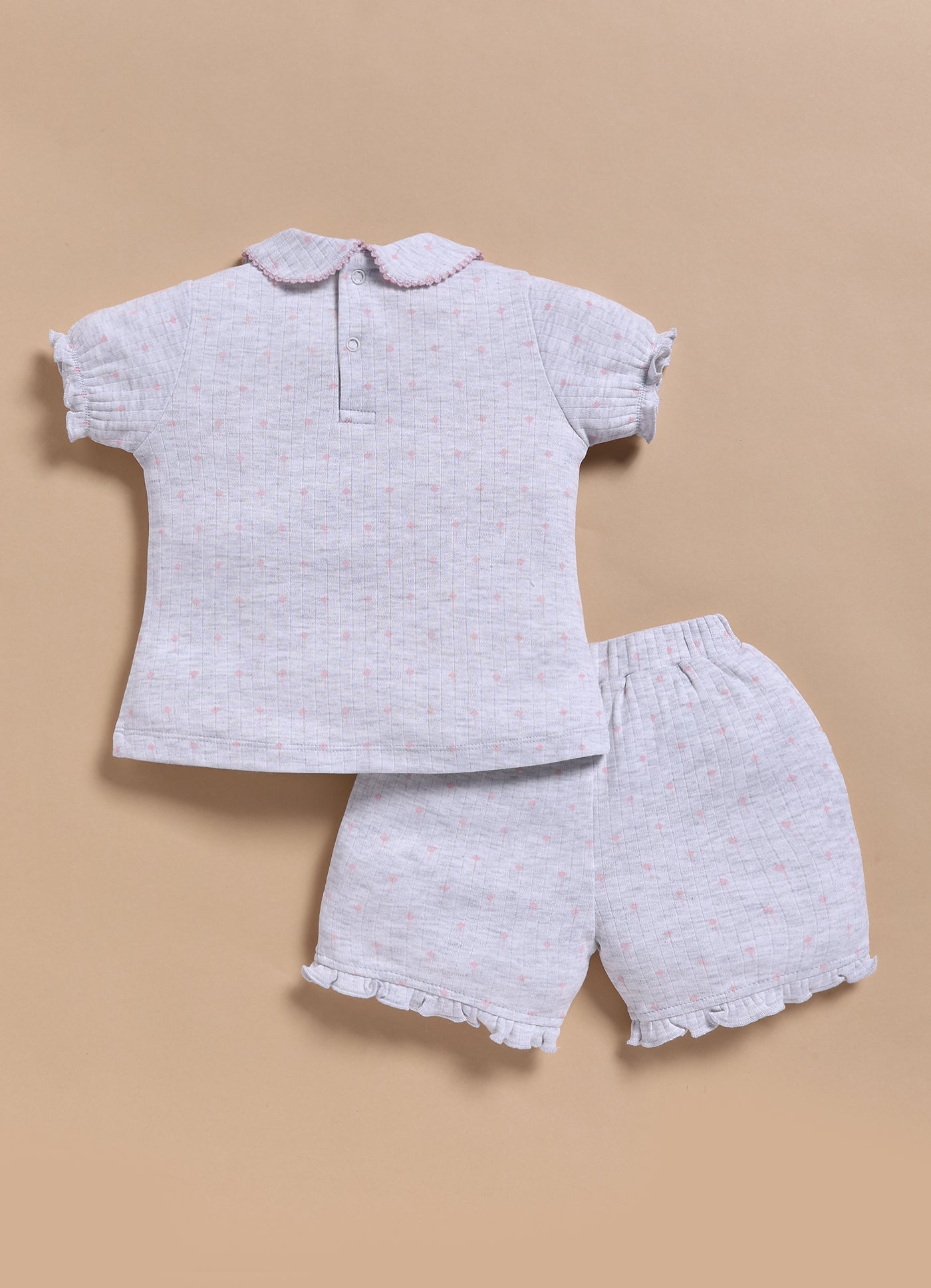 Half-Sleeve Top & Bottom For Girls - Melange Diamonds
