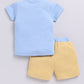 Happy Woof Printed Baby Boy Half T Shirt & Short Set-Blue