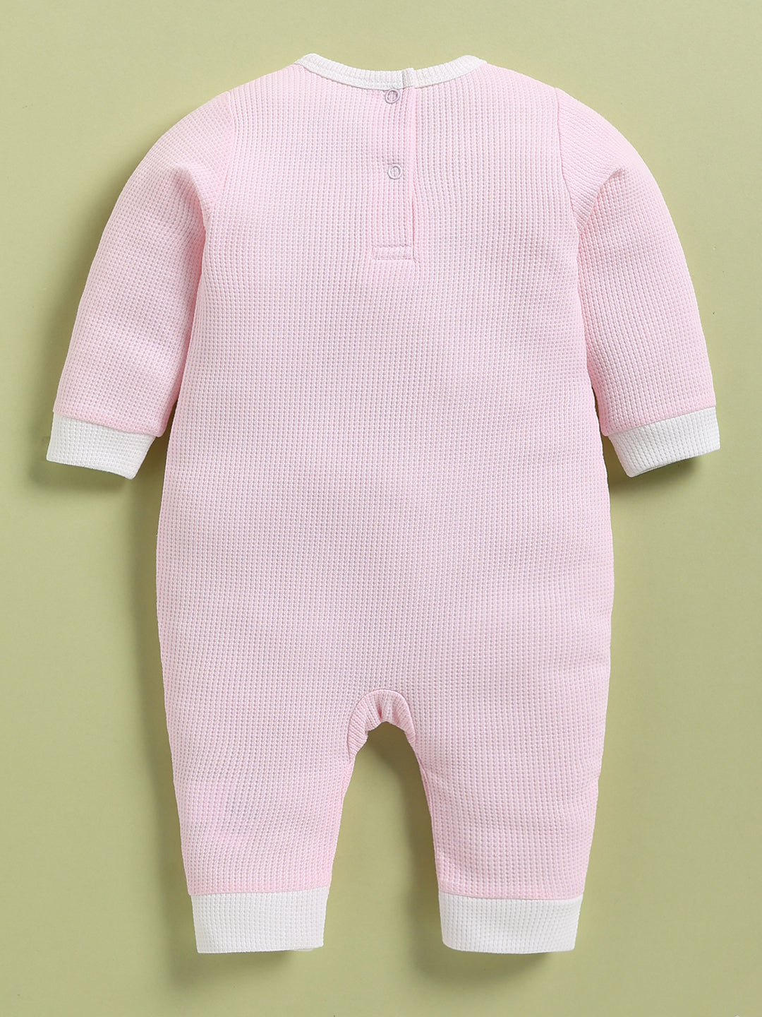 Full Sleeve Romper for Girls – Pink Waffle Knit
