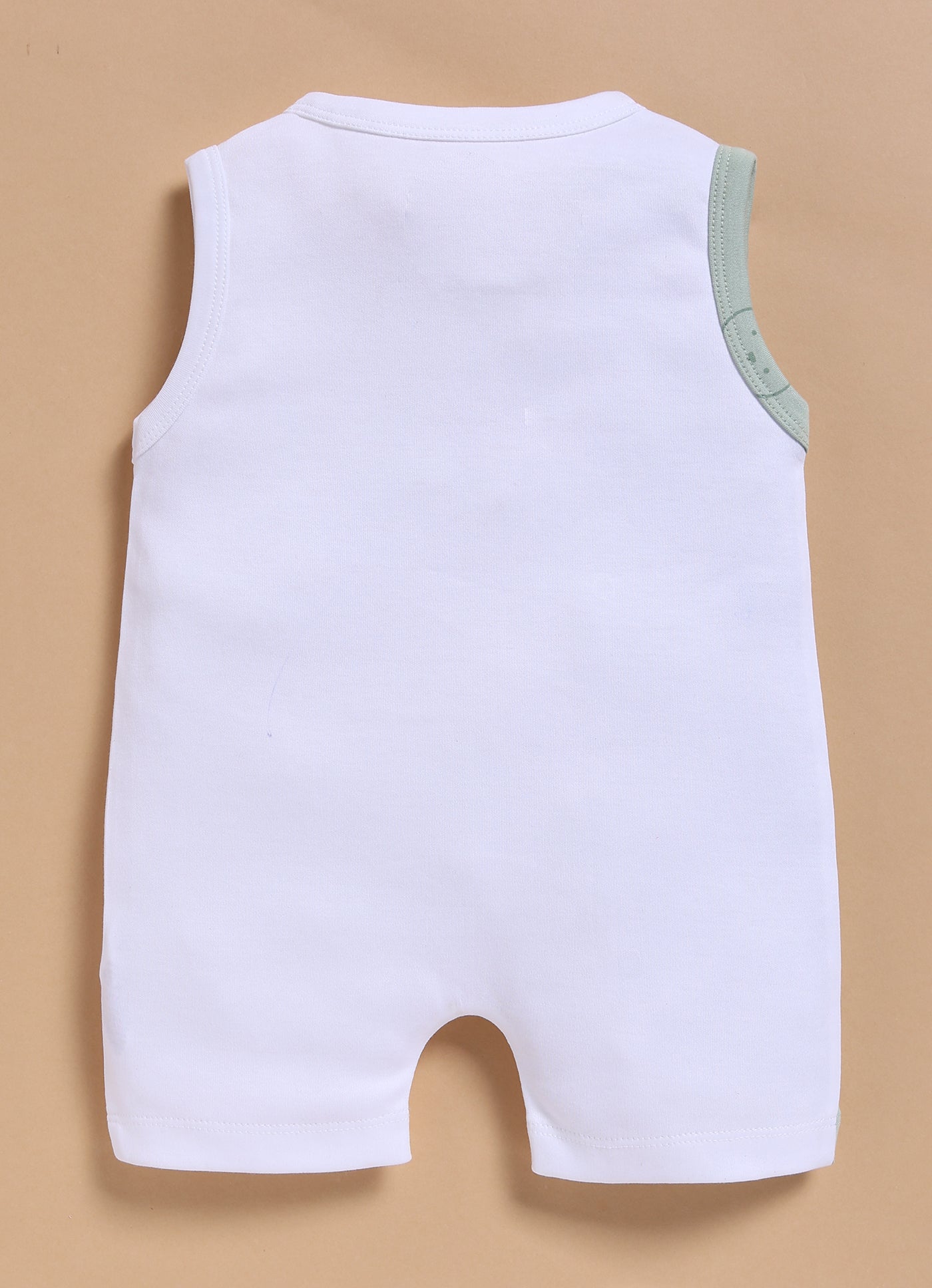 Half-Sleeve Romper for Boys – Mint Green Winking Teddy