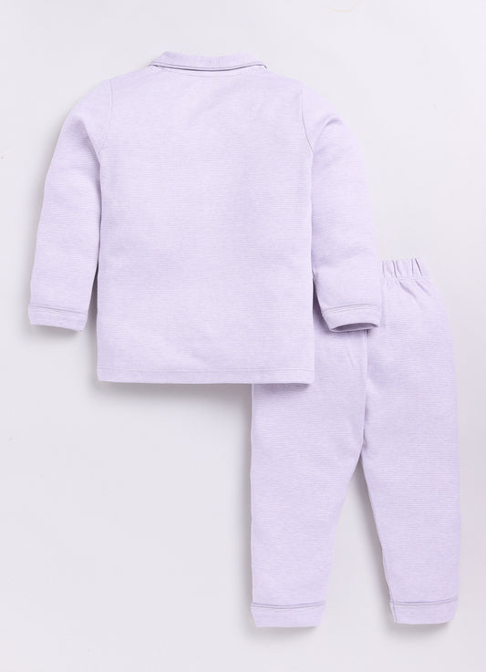 Baby Boy Solid Full Sleeve Night Suit-PURPLE