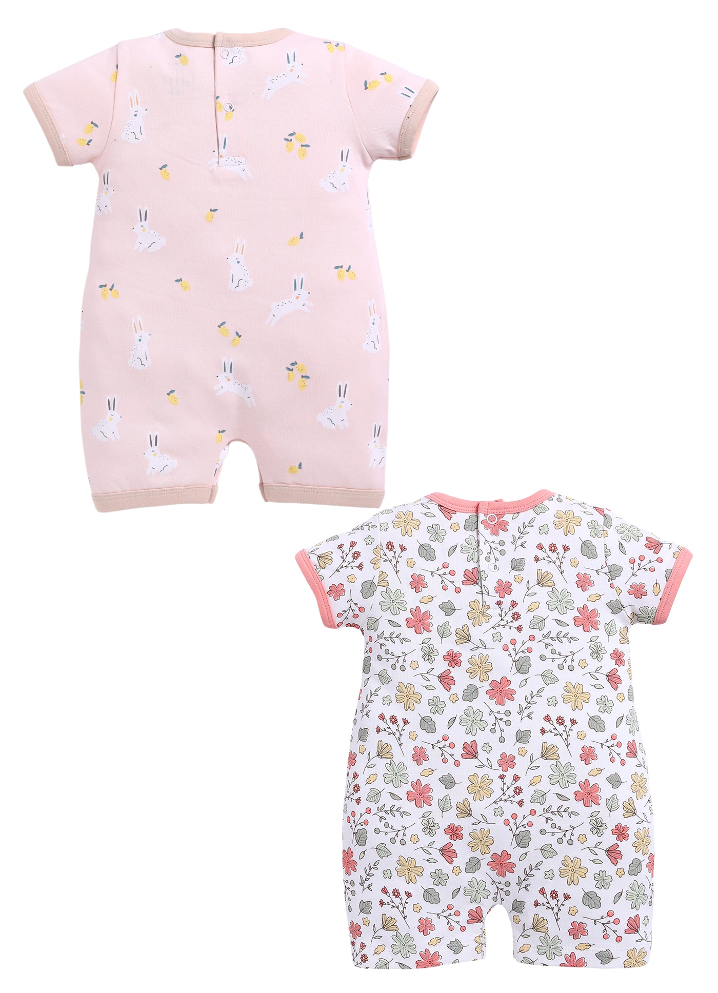 Half Sleeve Romper for Girls - Teal & Rose