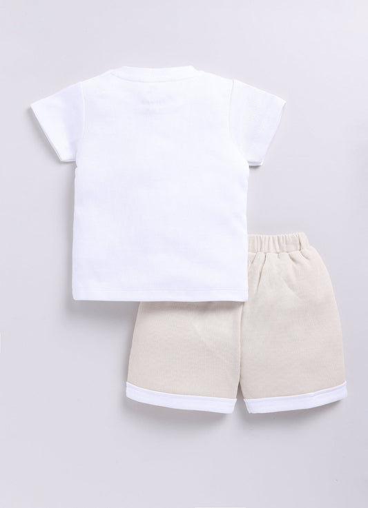 Baby Bear Cotton Baby Boy Half T Shirt & Short Set-SKY