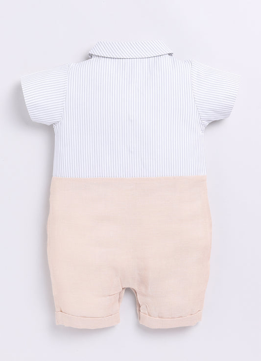 Cute Formal Baby Boy Half Sleeves Romper-BEIGE