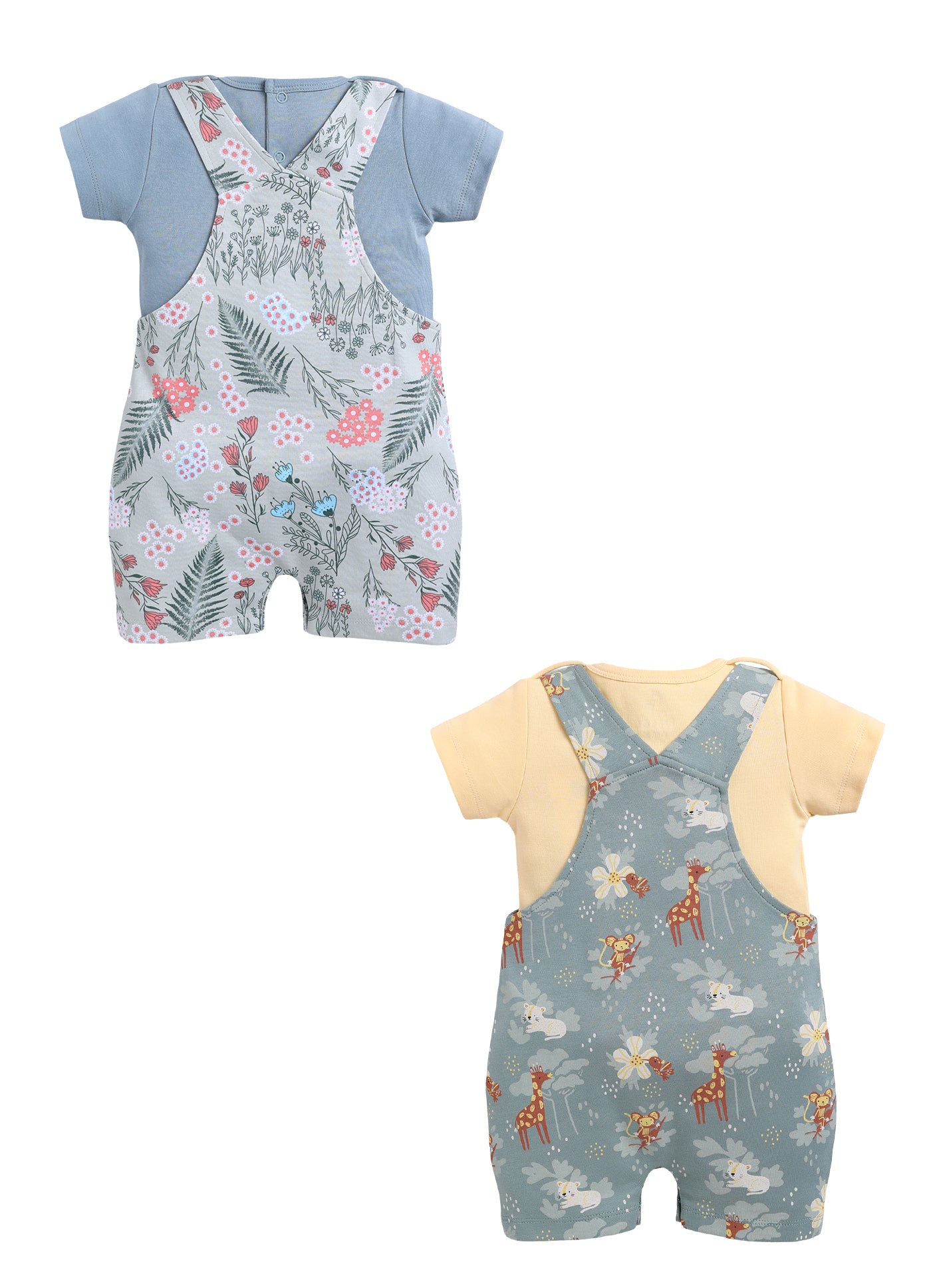 Half Sleeve Dungaree for Girls - Sage & Olive