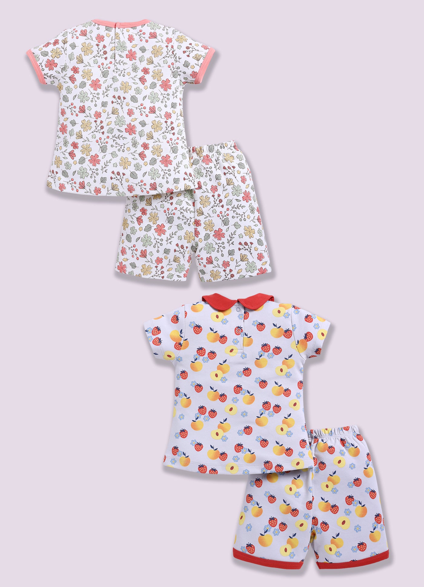 Half-Sleeve Top & Bottom For Girls - Teal & Peach