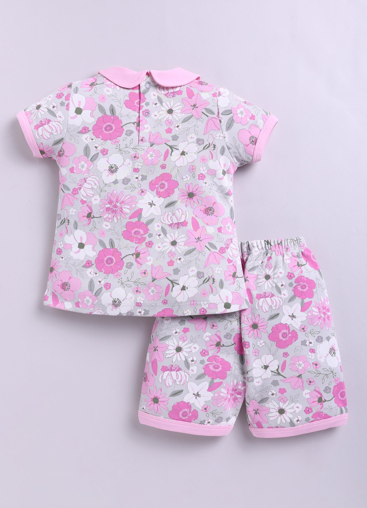 Half Sleeve Top & Bottom for Girls - Pink