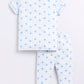 Baby Star Printed Half Sleeves Boy Night Suit-OLIVE