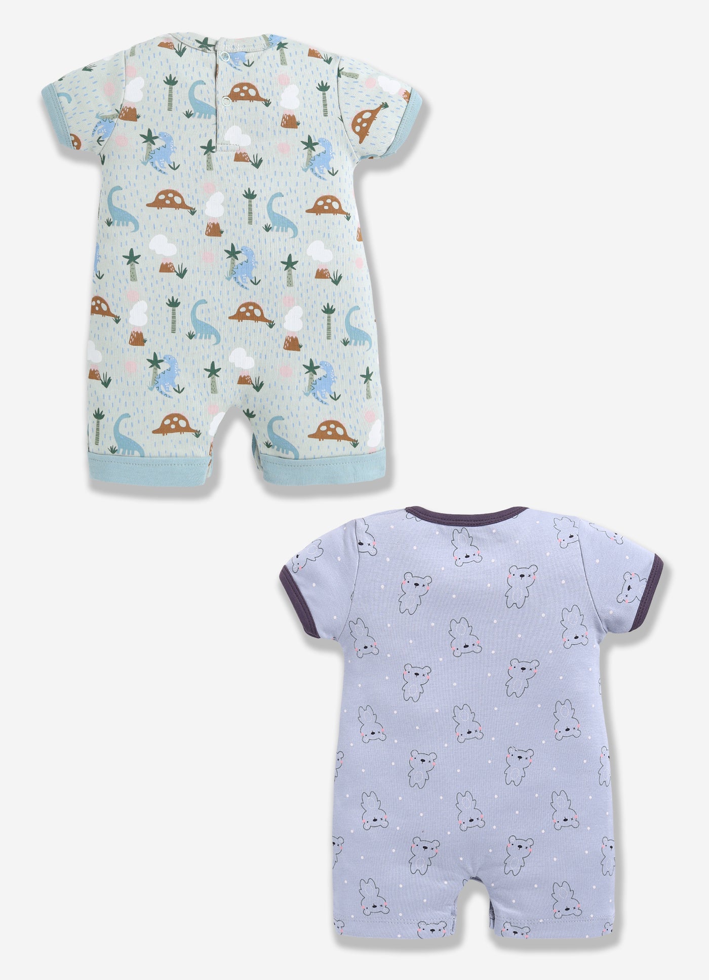 Half Sleeve Romper for Boys - Pista Green & Slate Grey