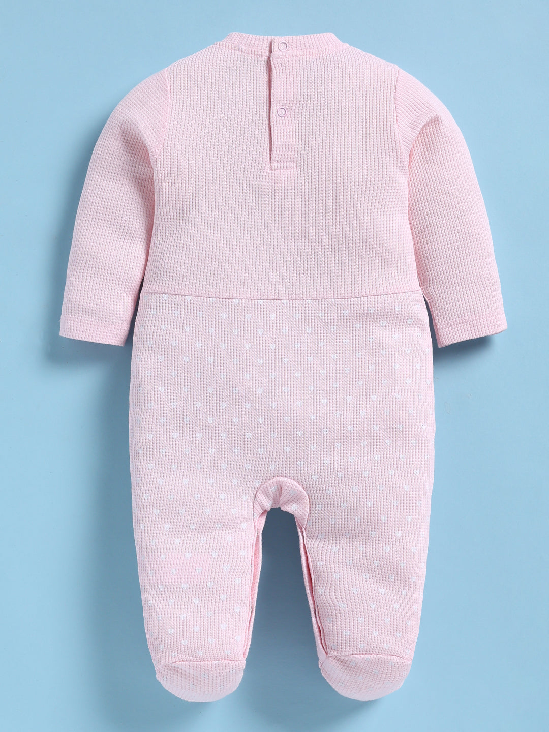Full Sleeve Romper for Girls – Pink Waffle Knit