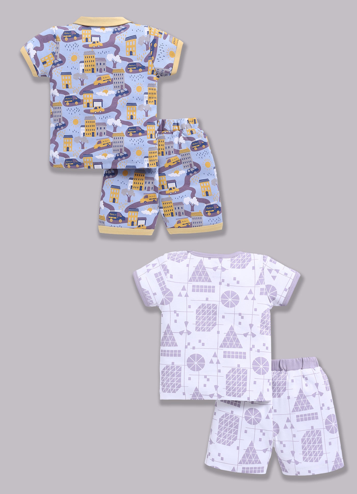 Half Sleeve Top & Bottom for Boys - Yellow & Off-White