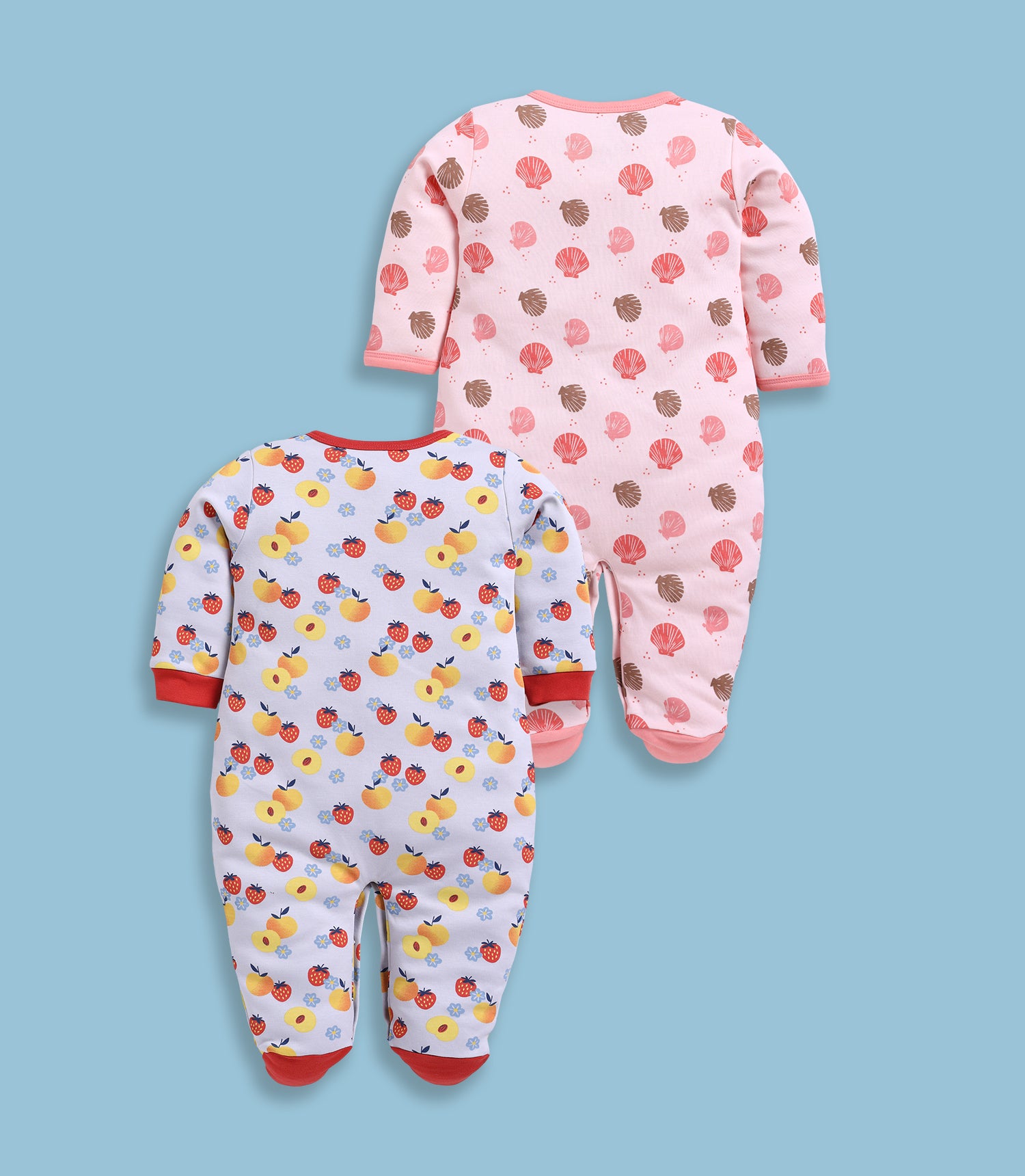 Full Sleeve Romper for Girls - Peach & Coral