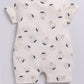 Hedgehog Happiness Baby Boy Summer Romper, Soft Cotton & Cute Print-BEIGE