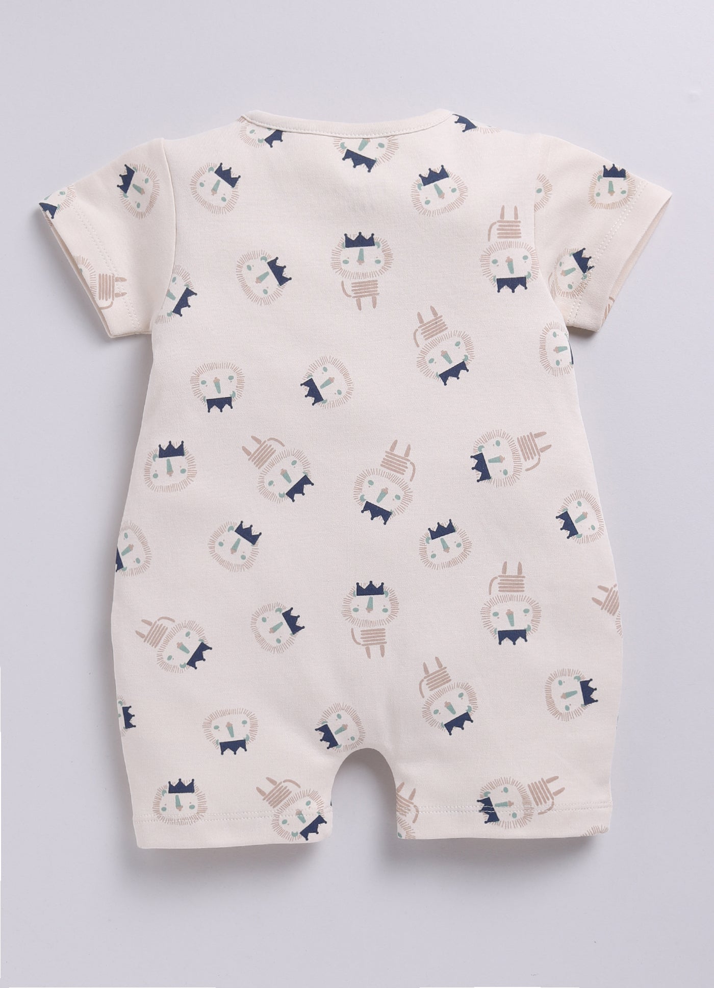 Hedgehog Happiness Baby Boy Summer Romper, Soft Cotton & Cute Print-BEIGE