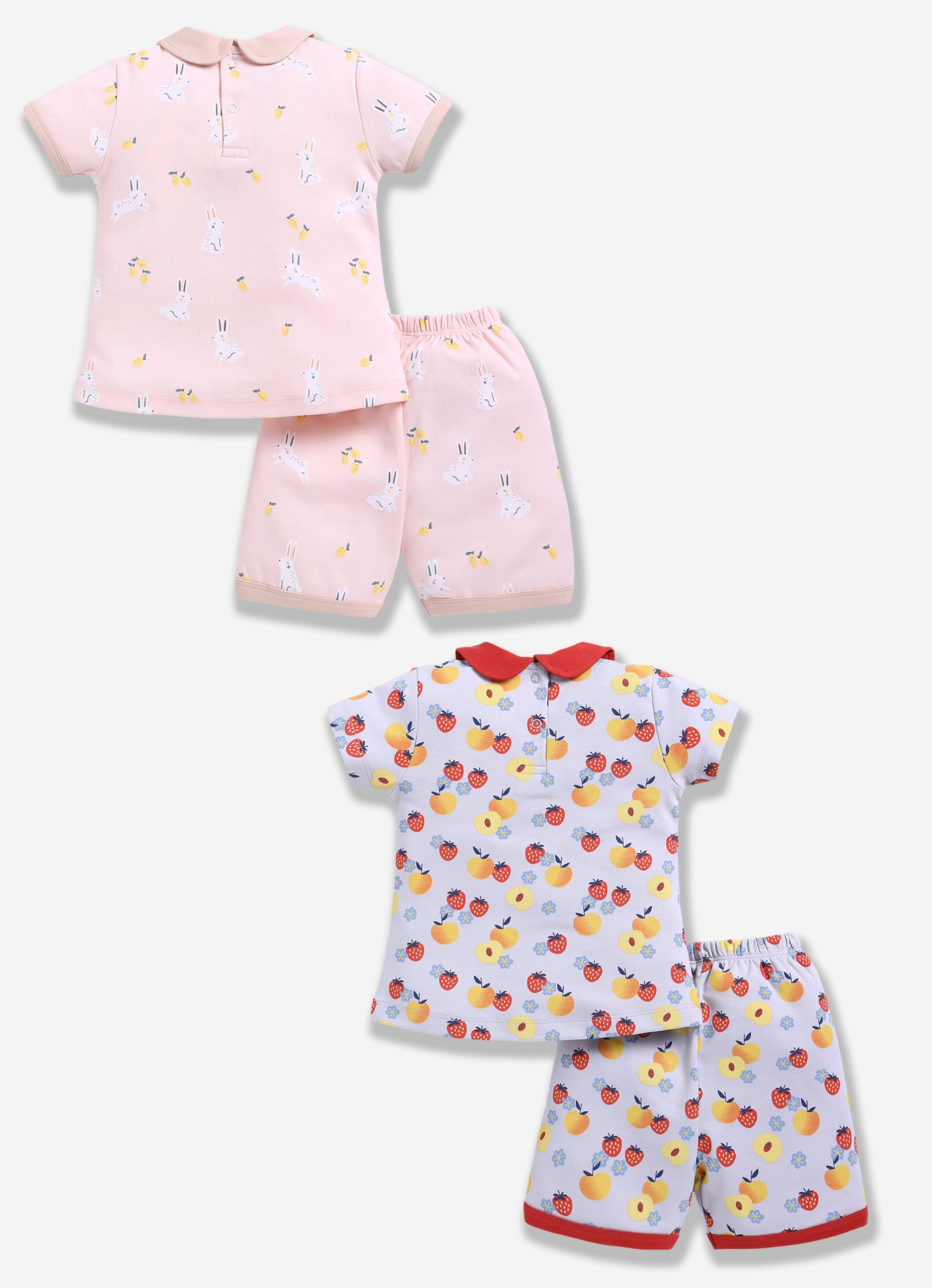 Half-Sleeve Top & Bottom For Girls - Peach & Rose