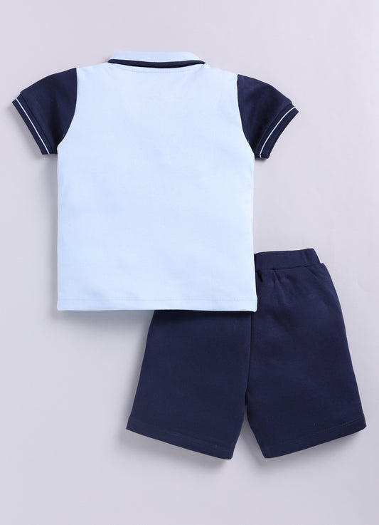 T-shirt and Shorts Set for Baby Boys 100% pure cotton-NAVY
