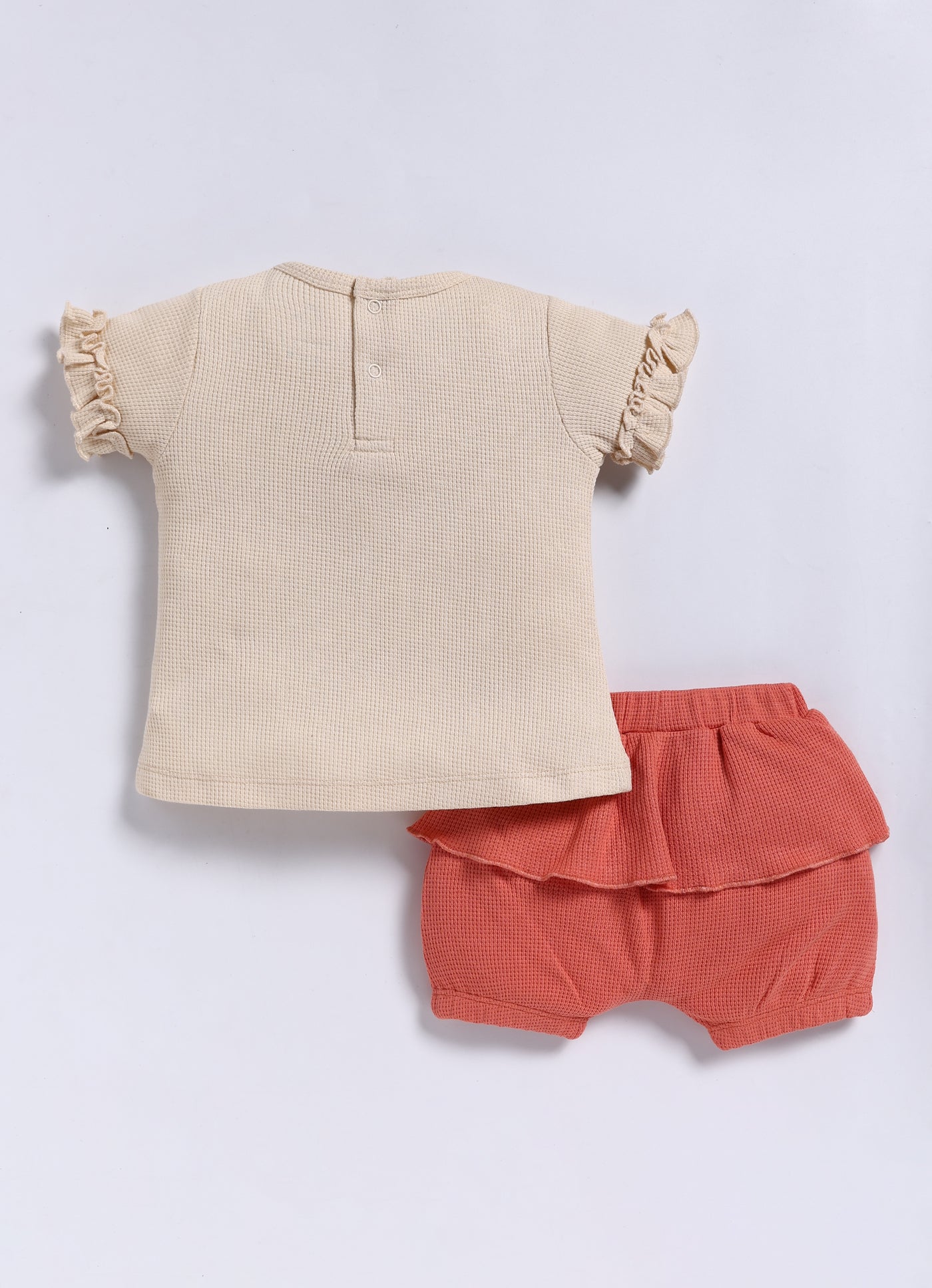 Half-Sleeve Top & Bottom For Girls - Peach Blossom Bear