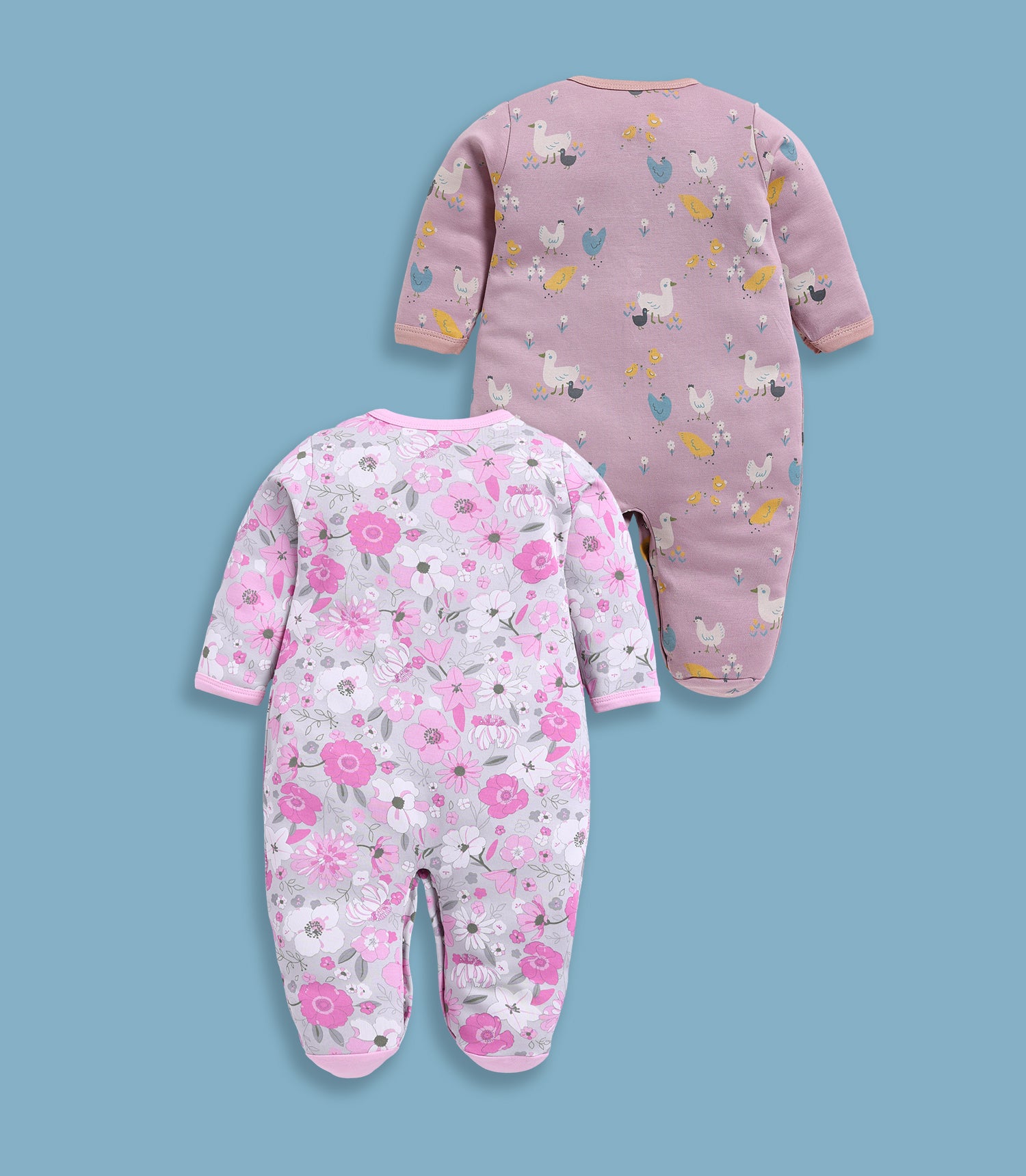 Full Sleeve Romper for Girls - Stone & Pink
