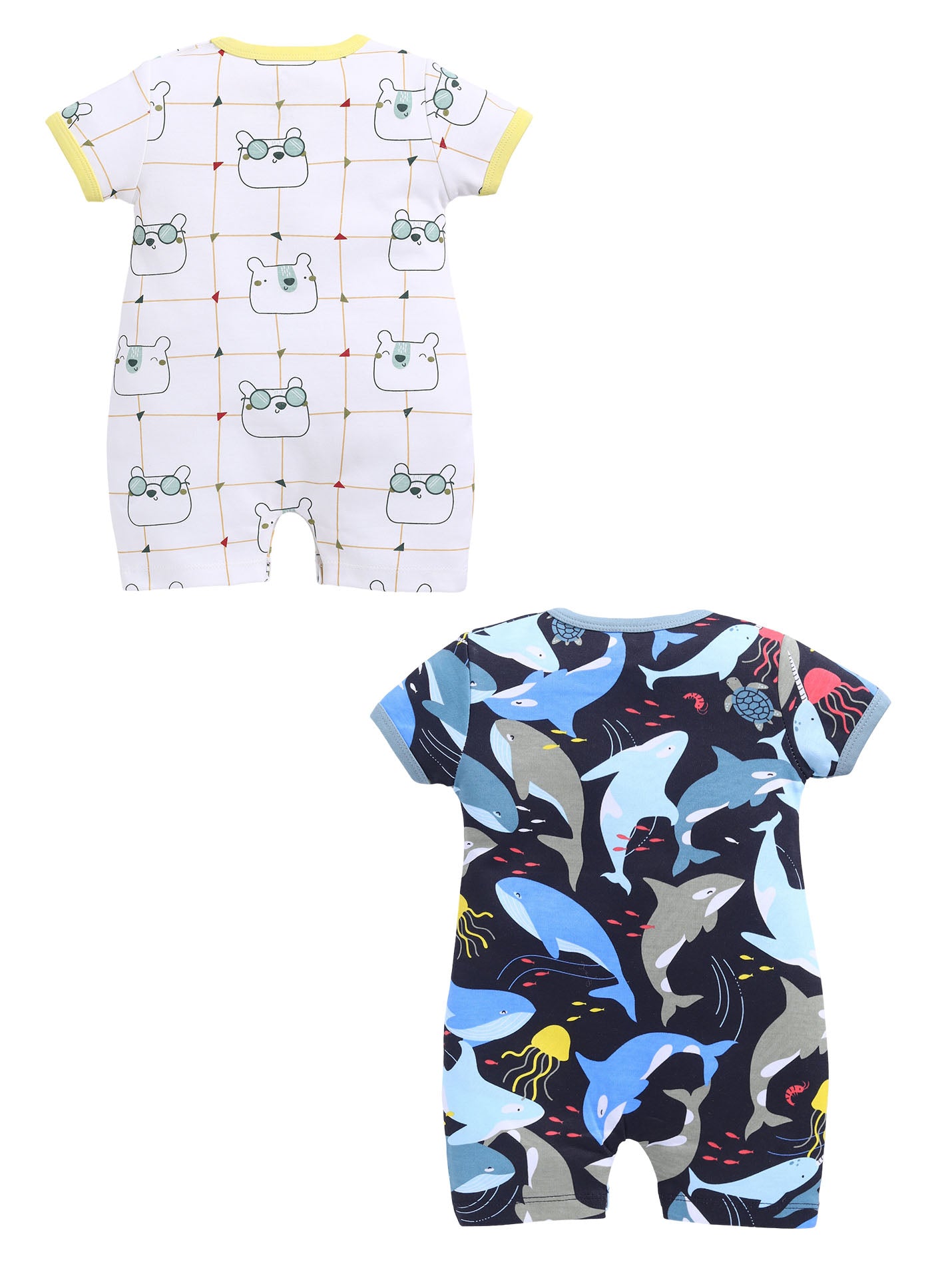 Half Sleeve Romper for Boys - Green & Navy