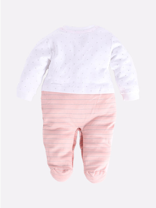Cute rabbit printed Romper for Baby Girl-PEACH